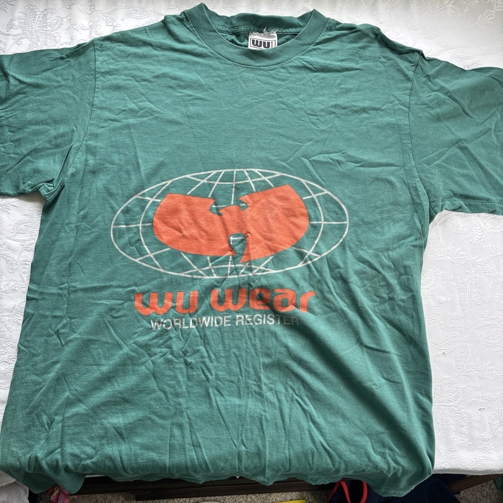 Wu-Wear Shirt Size XXL Wu-Tang Green Orange Globe 90's Vintage Rare Rza ODB
